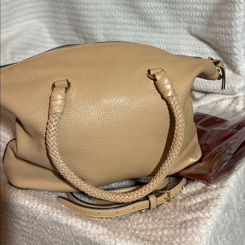 Tory Burch Beige Leather Tote with Braided Handles - Picture 10 of 10